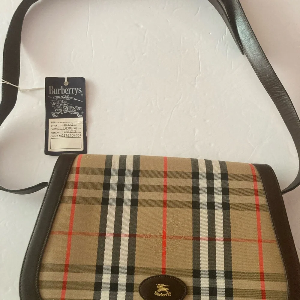 Burberry Crossbody bag Check Tan,Brown,Red.Beautiful Vintage - Picture 5 of 15